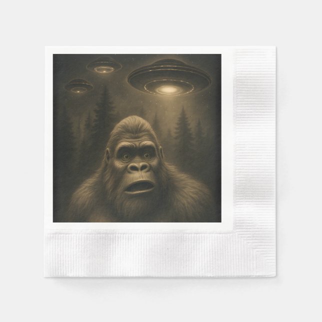 Serviette En Papier Bigfoot Sasquatch Alien UFO Funny (Devant)