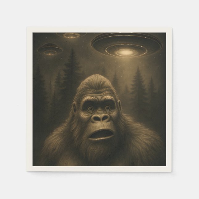 Serviette En Papier Bigfoot Sasquatch Alien UFO Funny (Devant)