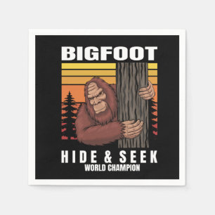 Serviette En Papier bigfoot se cachant dans un arbre rétro