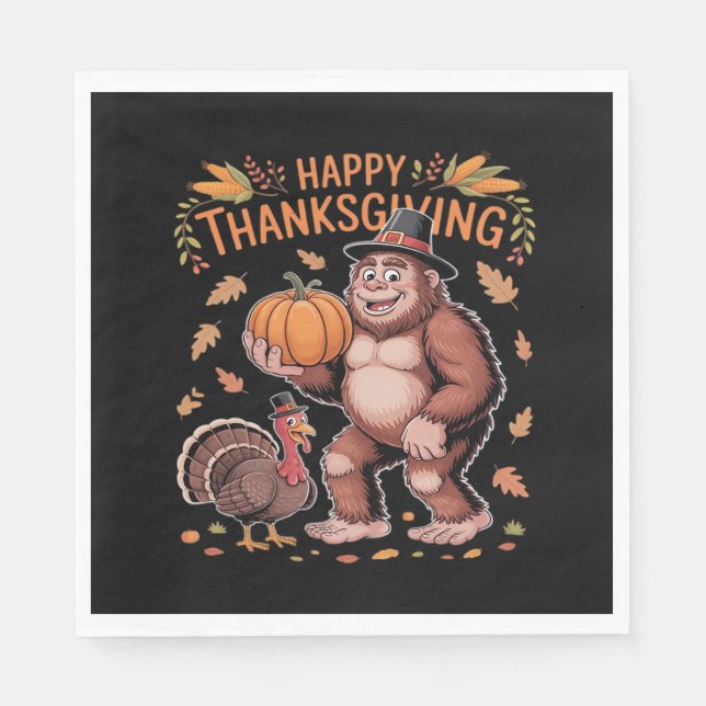 Serviette En Papier Bigfoot Turquie Citrouille Thanksgiving Day Classi (Devant)
