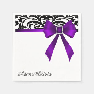 Serviette En Papier Bijoux violet Bow Mariage damassé