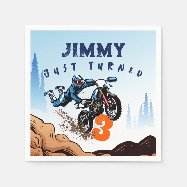 Serviette En Papier Biker Kid Dirt Stunt Vélo Anniversaire (Devant)