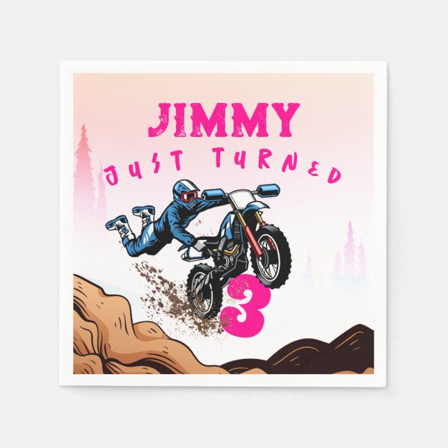 Serviette En Papier Biker Kid Dirt Stunt Vélo Anniversaire Napkins (Devant)