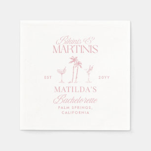 Serviette En Papier Bikinis et martinis Élégante bachelorette vintage