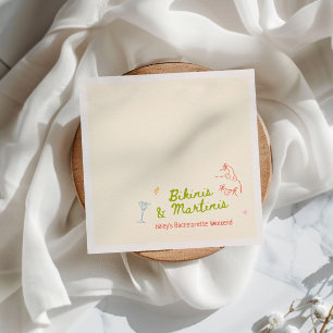 Serviette En Papier Bikinis & Martinis Dessinés à la main Enterrement 