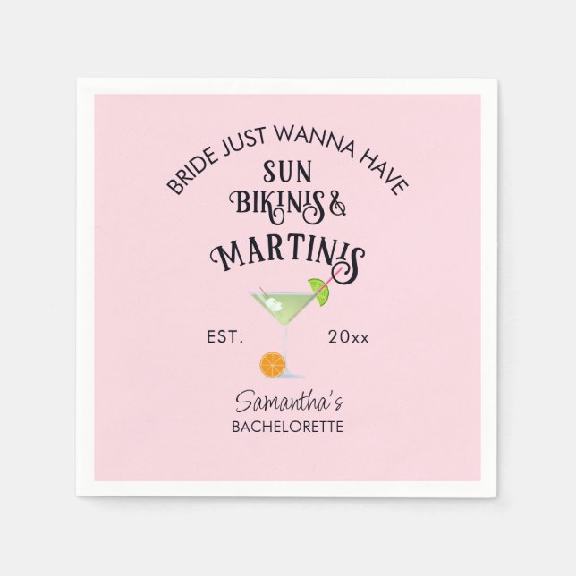 Serviette En Papier Bikinis & Martinis Plage Tropicale Enterrement de  (Devant)