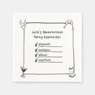 Serviette En Papier Bikinis, Martinis, Pyjamas, Procuco Bachelorette