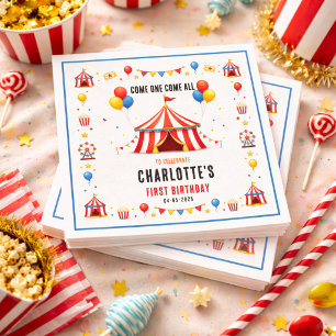 Serviette En Papier Billet de cirque rouge moderne pour 1er anniversai