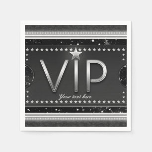 Serviette En Papier Billet VIP personnalisé pour la fête Black & Silve