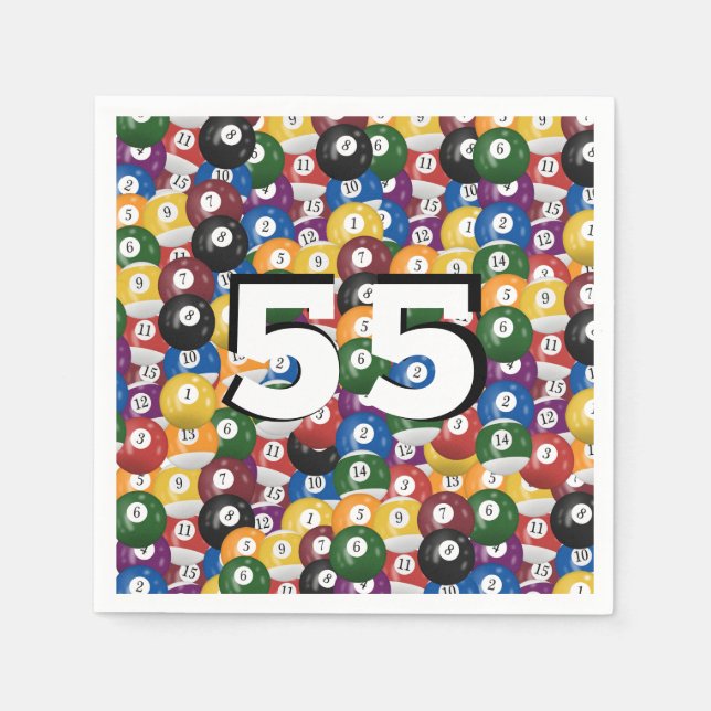 Serviette En Papier Billiard Balls pour 55e anniversaire (Devant)
