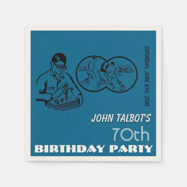 Serviette En Papier Binoculaire Soccer 70e Anniversaire Papier de fête (Devant)