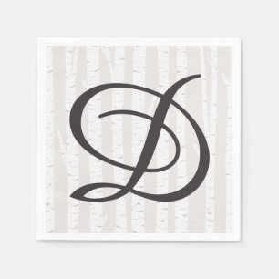 Serviette En Papier Birch Tree Rustic Wood Nature Mariage Monogramme