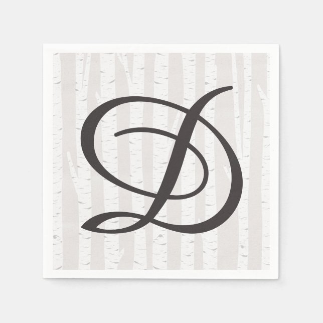Serviette En Papier Birch Tree Rustic Wood Nature Mariage Monogramme (Devant)