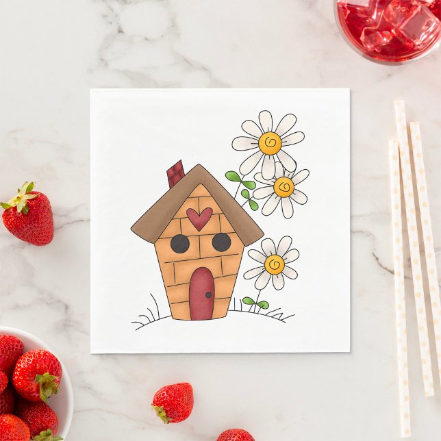 Serviette En Papier Birdhouse Et Fleurs (Créateur téléchargé)