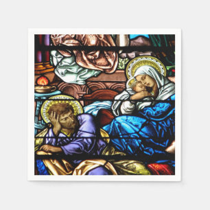 Serviette En Papier Birth of Jesus Stained Glass Window