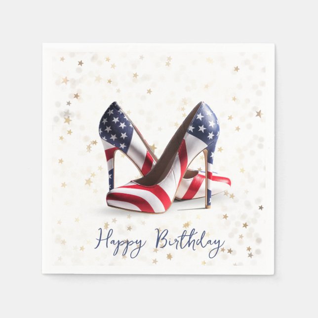 Serviette En Papier Birthday American Flag High Heel Shoes on Stars (Devant)