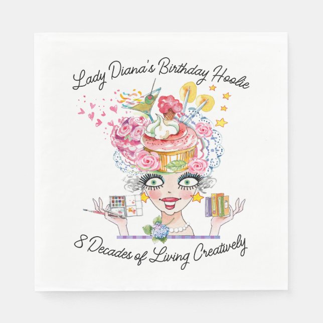 Serviette En Papier Birthday Babe With Art and Books (Devant)