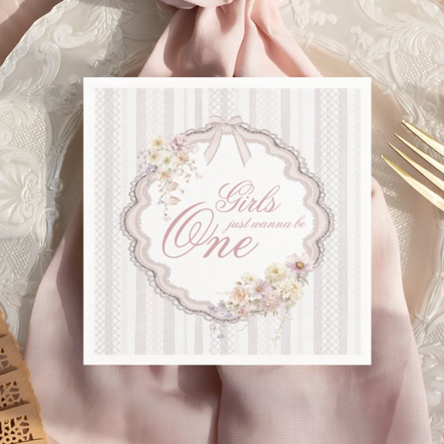 Serviette En Papier Birthday Floral Wildflower Gils Just Wanna be ONE (Créateur téléchargé)