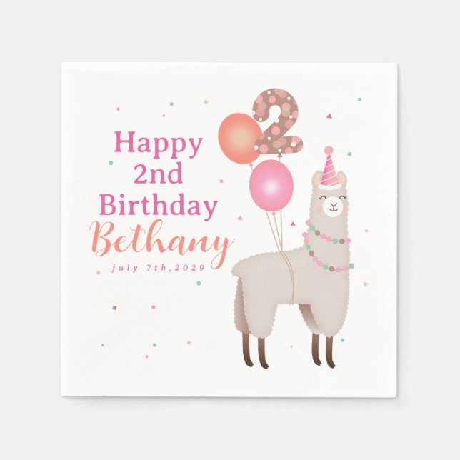 Serviette En Papier Birthday Llama (Devant)