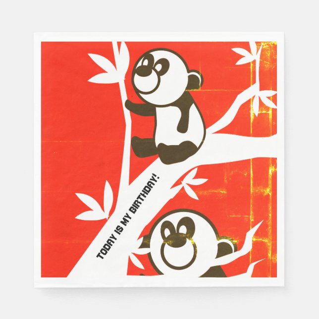 Serviette En Papier Birthday Pandas (Devant)