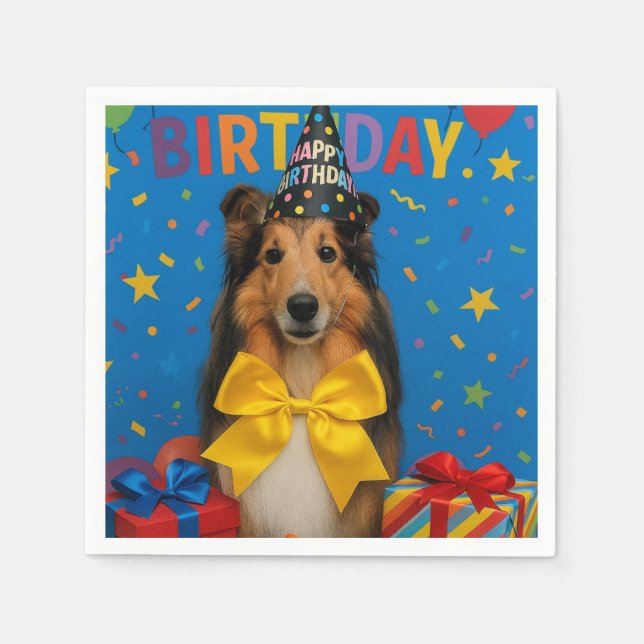 Serviette En Papier Birthday Party Sheltie (Devant)