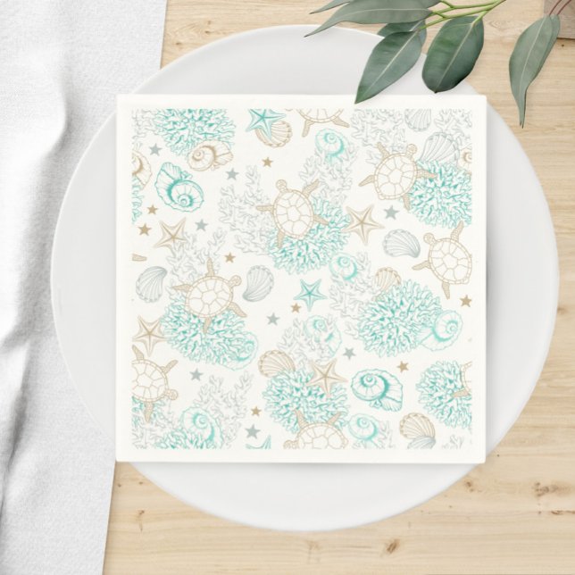 Serviette En Papier Birthday party turtles, underwater tableware (Créateur téléchargé)