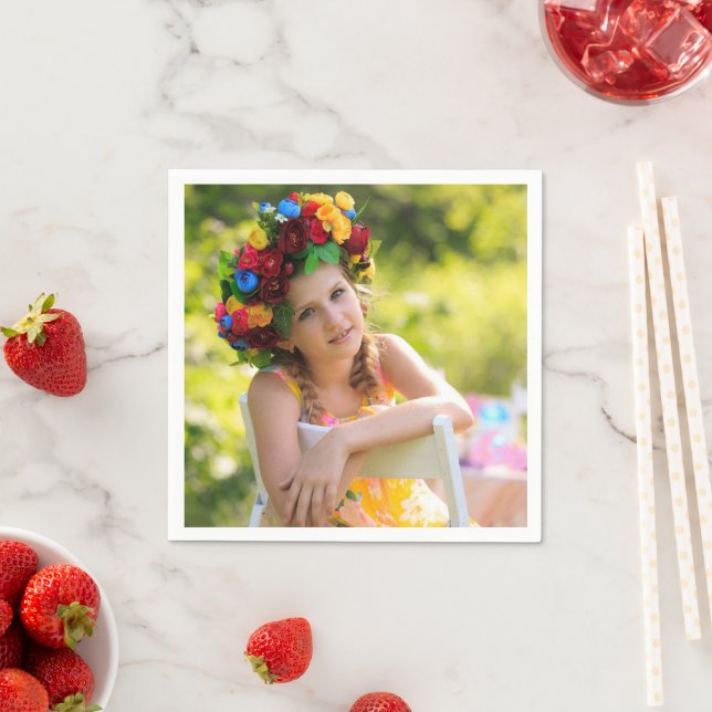 Serviette En Papier Birthday Personalized Photo Text Design Cocktail (En situation)