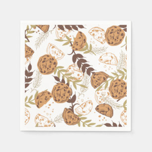 Serviette En Papier biscuits à puce chocolat motif blanc ver