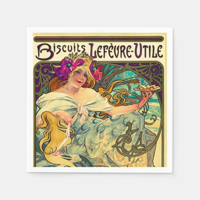 Serviette En Papier Biscuits Lefevre-Utile par Alphonse Mucha (1896) (Devant)