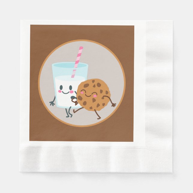 Serviette En Papier biscuits mignons et fête du lait (Devant)