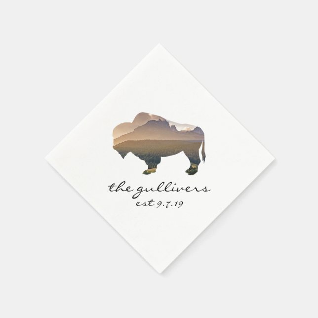 Serviette En Papier Bison Mariage rustique (Coin)