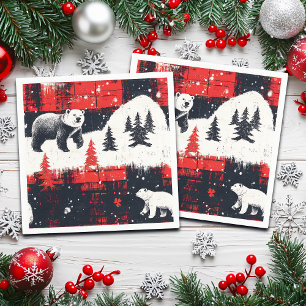 Serviette En Papier Bison rouge Plaids Ours polaire