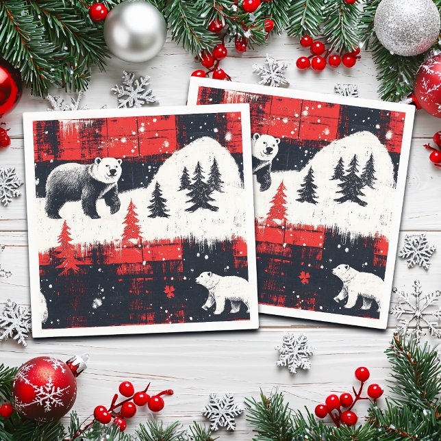 Serviette En Papier Bison rouge Plaids Ours polaire (Créateur téléchargé)