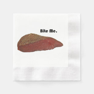 Serviette En Papier Bite Me Funny Steak Beef Pun Joke