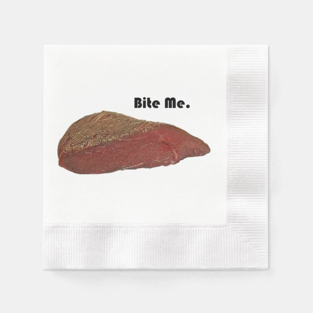 Serviette En Papier Bite Me Funny Steak Beef Pun Joke (Devant)