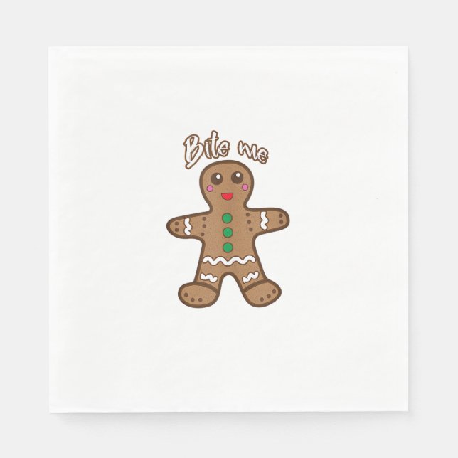 Serviette En Papier Bite Me Gingerbread Funny Cookie Christmas Thanksg (Devant)