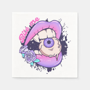 Serviette En Papier Bite Me Rose Halloween Lièvres