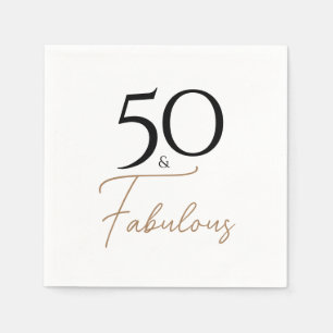 Serviette En Papier Black and Gold Elegant 50e anniversaire