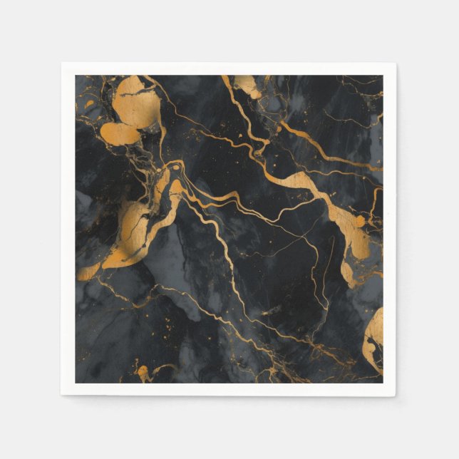 Serviette En Papier Black and Gold Party (Devant)