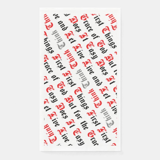 Serviette En Papier Black and Red Text Recovery Slogans (Devant)