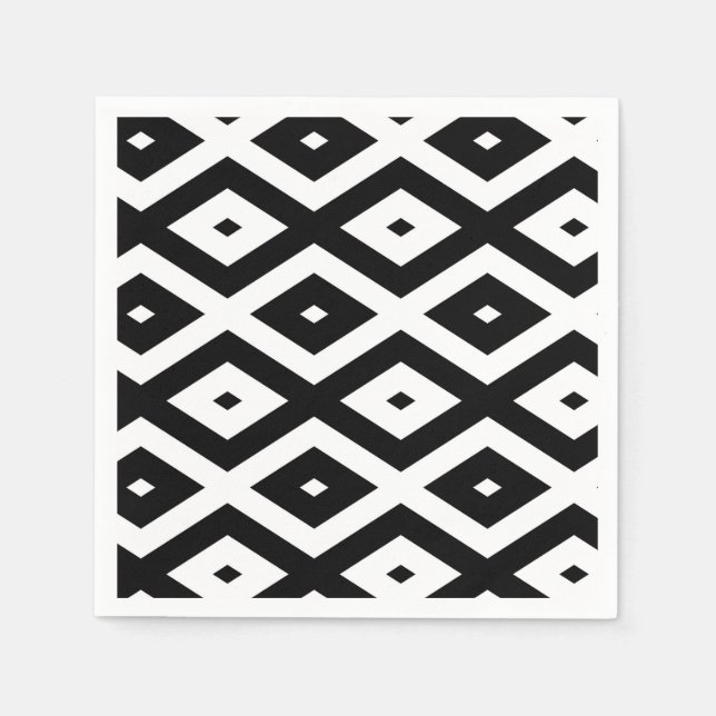 Serviette En Papier Black and white diamond pattern (Devant)