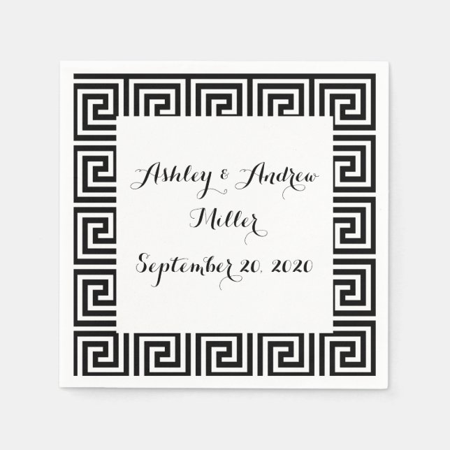 Serviette En Papier Black and White Greek (Devant)