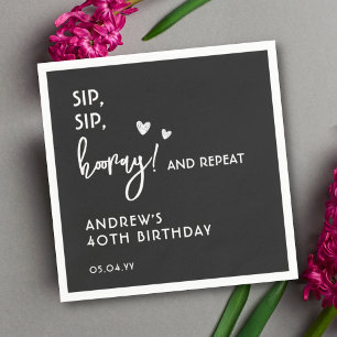 Serviette En Papier Black and White Simple Funny Custom Birthday