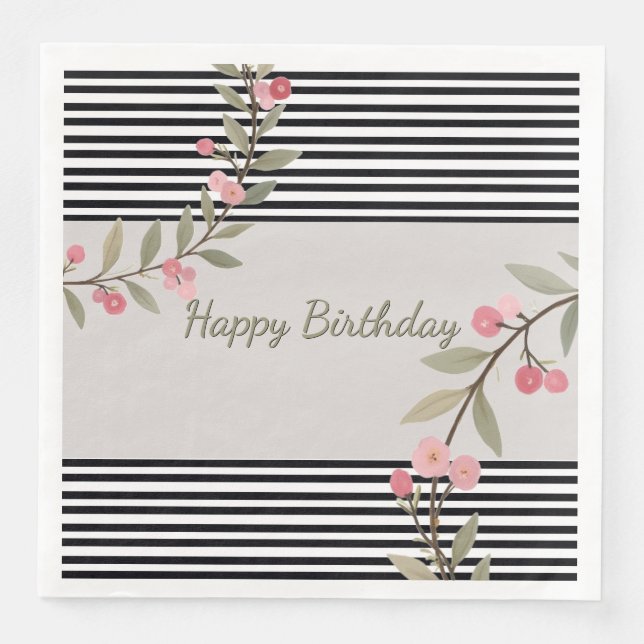 Serviette En Papier Black And White Stripe (Devant)