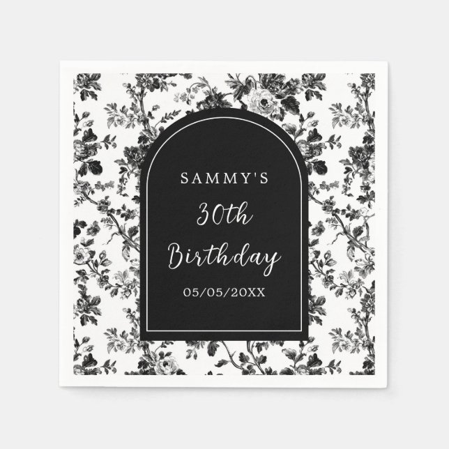 Serviette En Papier Black Antique Chinoiserie fête d'anniversaire (Devant)