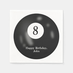 Serviette En Papier Black Billiard Huit Bal pour anniversaire