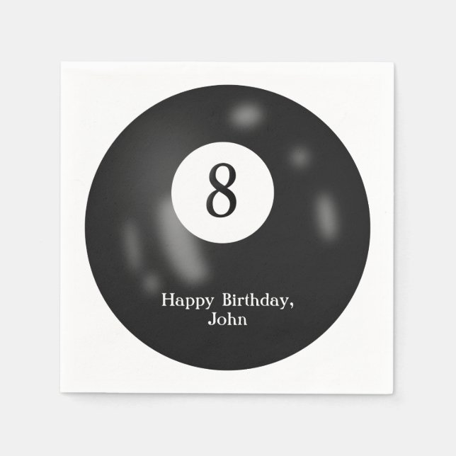 Serviette En Papier Black Billiard Huit Bal pour anniversaire (Devant)