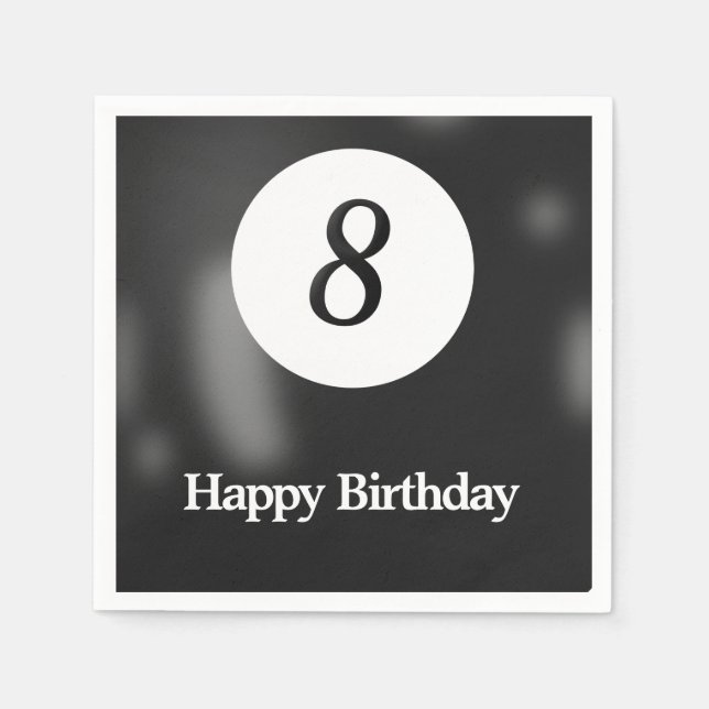 Serviette En Papier Black Billiard Huit Balles Anniversaire (Devant)