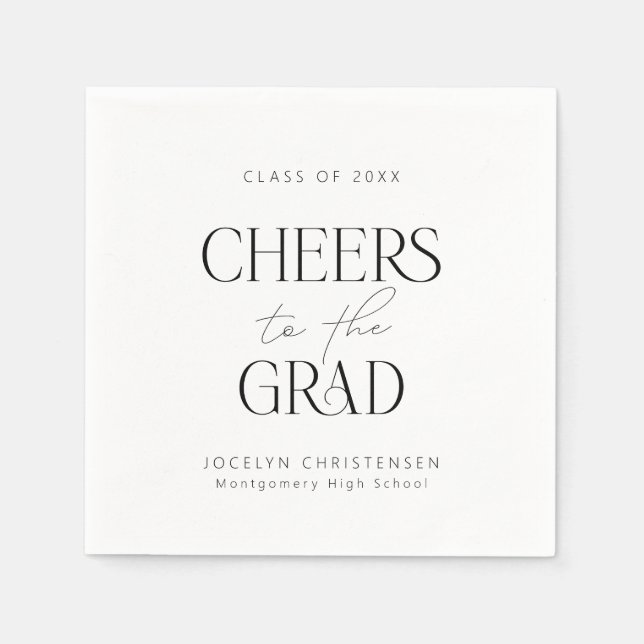 Serviette En Papier Black Blanc Personnalisé Chevaux Grad Party (Devant)