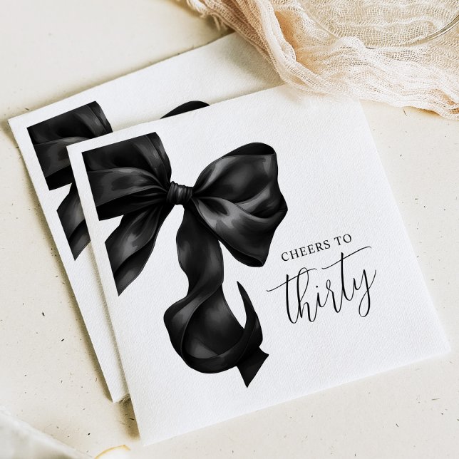 Serviette En Papier Black Bow 30th 40th 50th Birthday  (Créateur téléchargé)